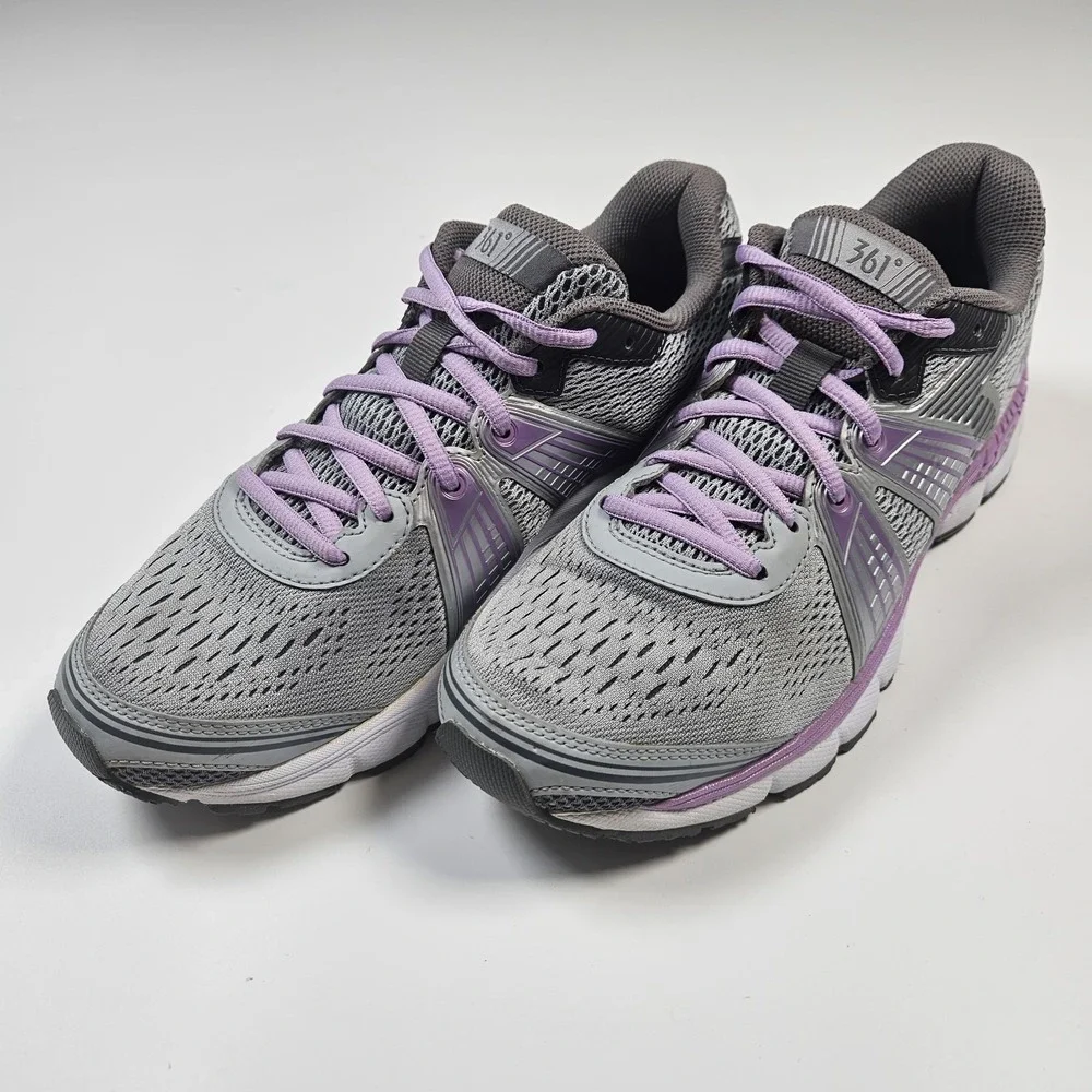 361 Degrees Womens Shield Shoes Sneakers Sz 9 Gray‎ Purple Running Athletic